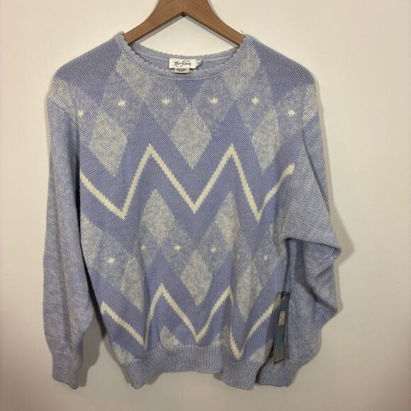 Vintage Tan F Jay NWT Geometric Wool Blend Sweater Size Large - Picture 3 of 12